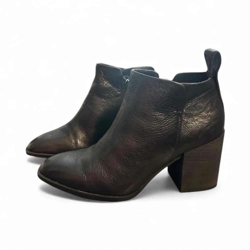NEW! VIONIC Lyssa Leather Square Toe Ankle Booties Orthotic Boots Black 6 M